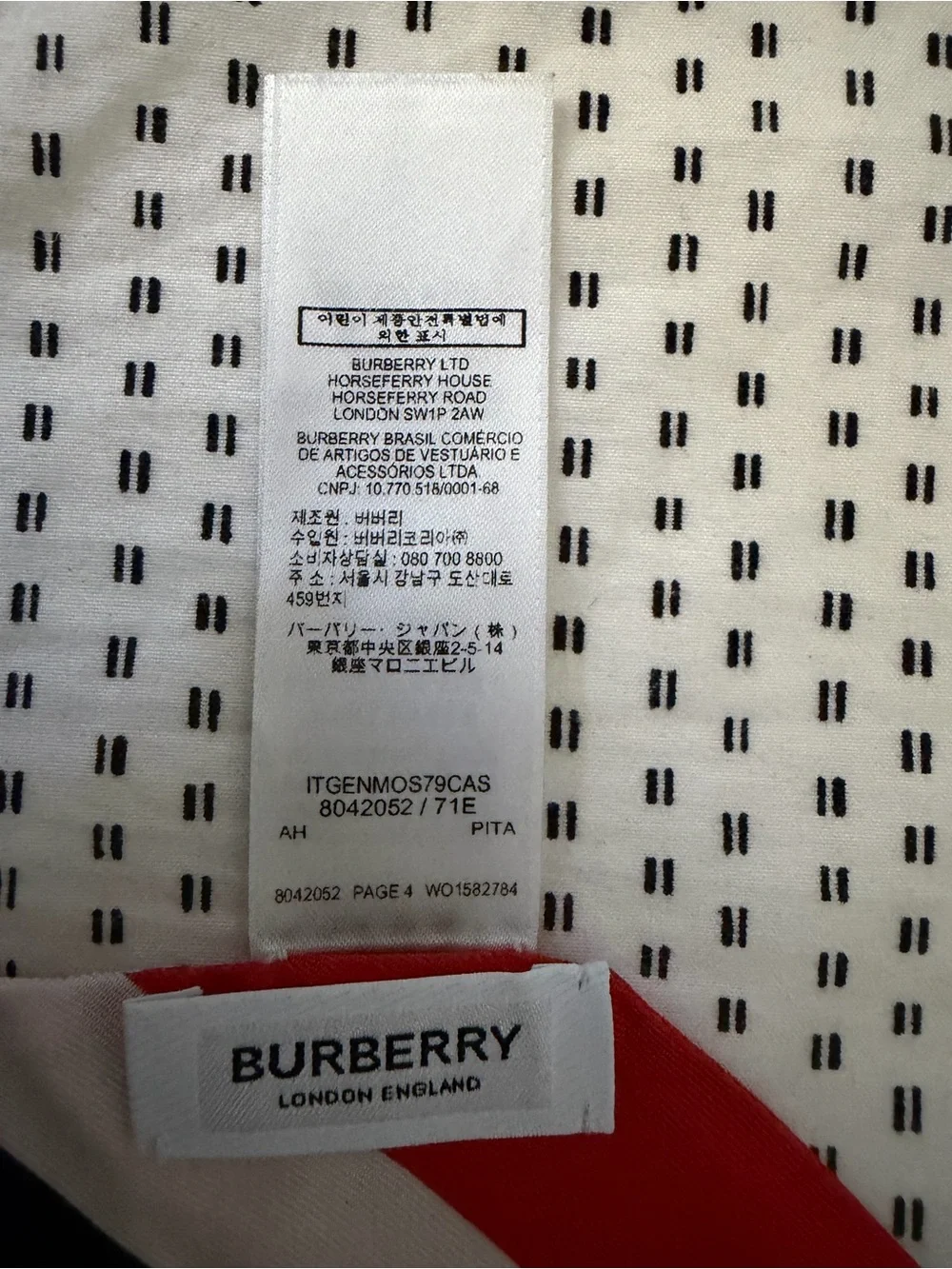 Burberry Floral Silk Skinny Scarf - Black with Red Accents
